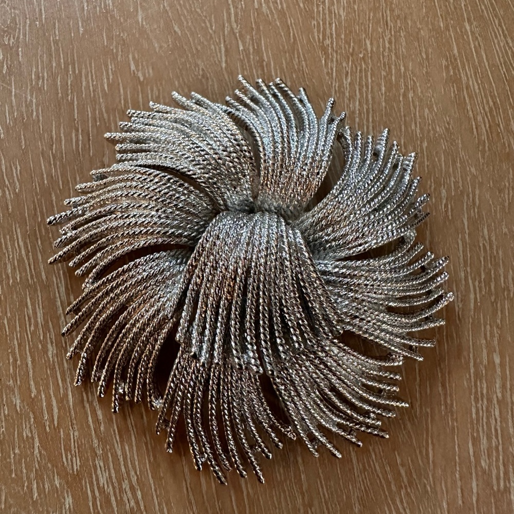 Monet Silver Floral Hair Brooch